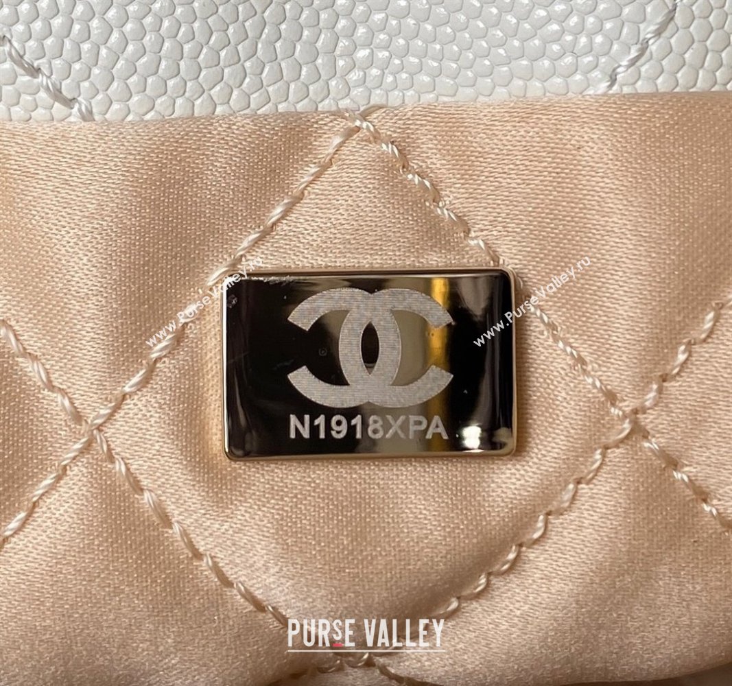 Chanel Shiny Grained Calfskin and Lacquered Metal CHANEL 22 Mini Handbag AS3980 White 2023 (jiyuan-23101006)