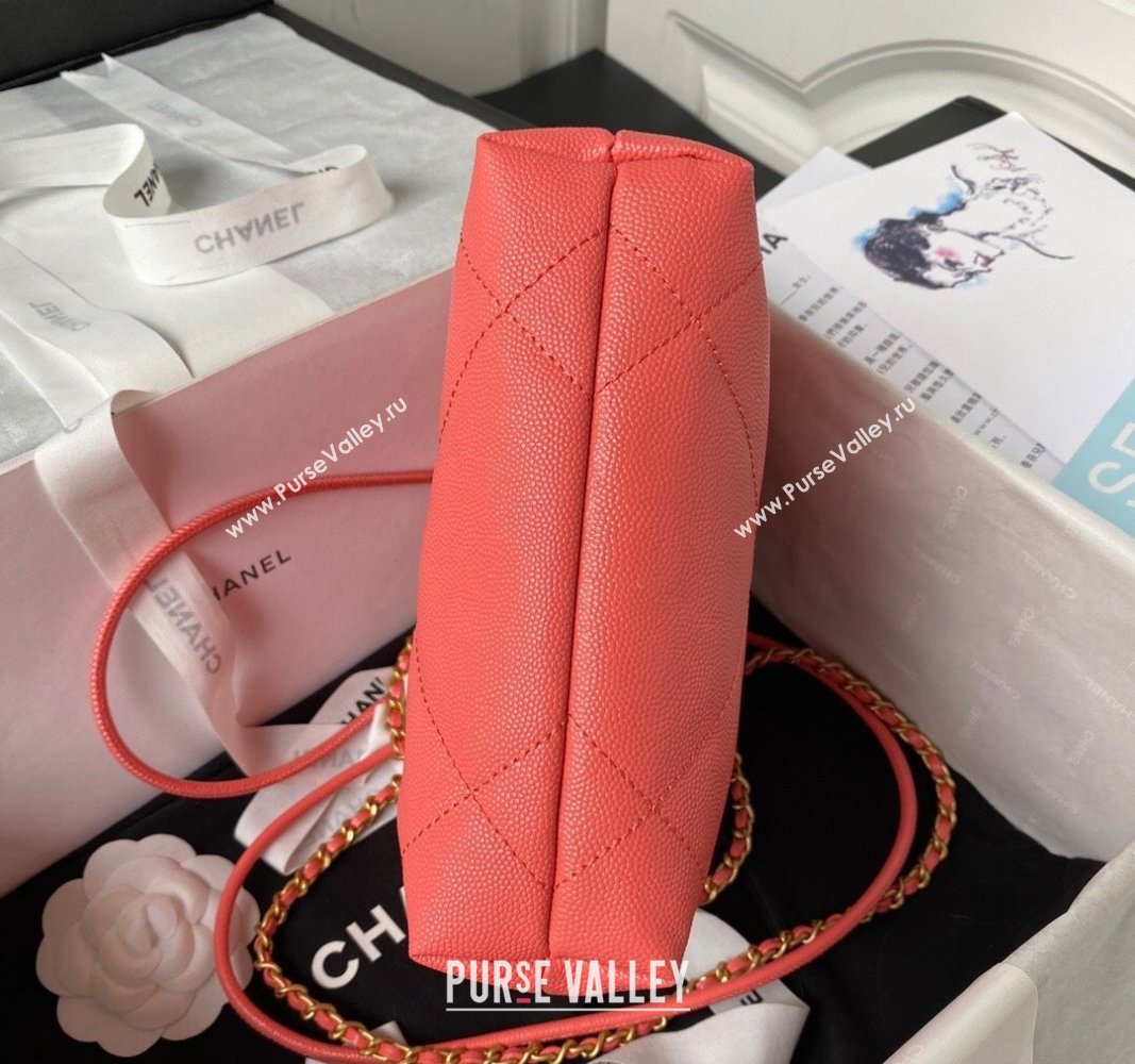 Chanel Shiny Grained Calfskin and Lacquered Metal CHANEL 22 Mini Handbag AS3980 Coral Pink 2023 (jiyuan-23101009)