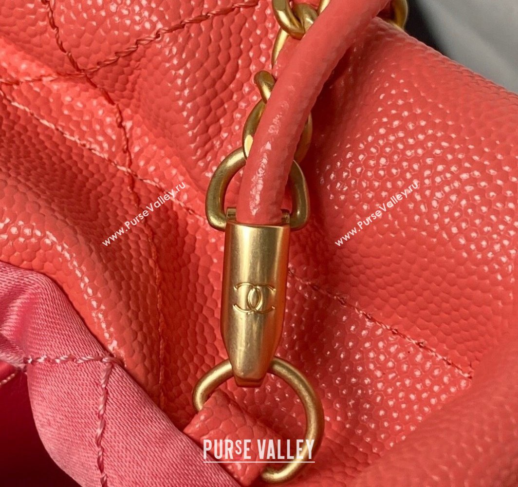 Chanel Shiny Grained Calfskin and Lacquered Metal CHANEL 22 Mini Handbag AS3980 Coral Pink 2023 (jiyuan-23101009)