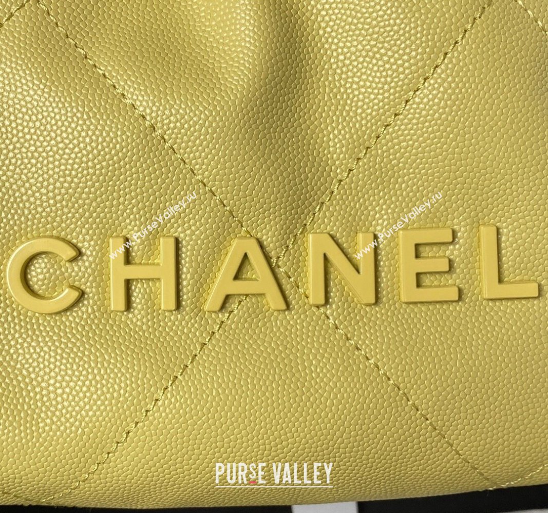 Chanel Shiny Grained Calfskin and Lacquered Metal CHANEL 22 Mini Handbag AS3980 Yellow 2023 (jiyuan-23101010)