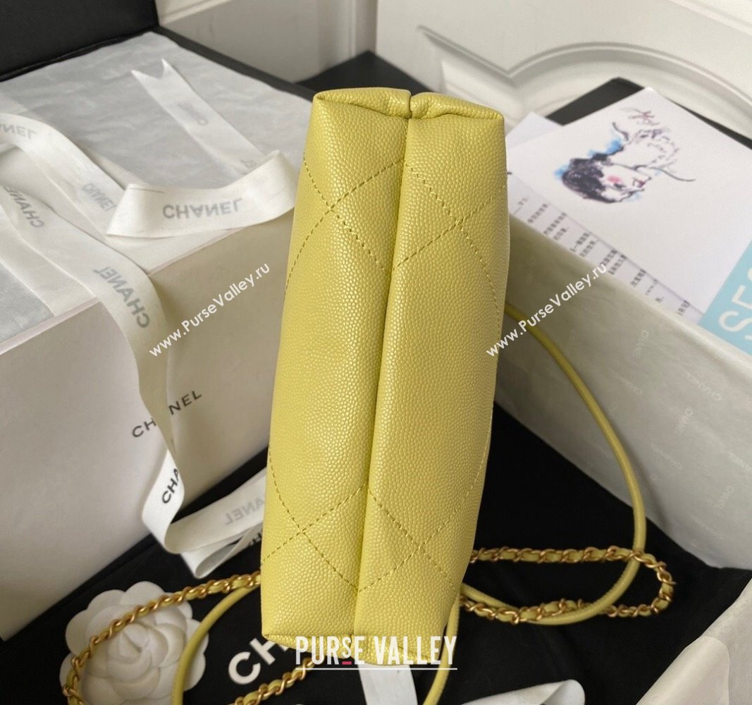 Chanel Shiny Grained Calfskin and Lacquered Metal CHANEL 22 Mini Handbag AS3980 Yellow 2023 (jiyuan-23101010)