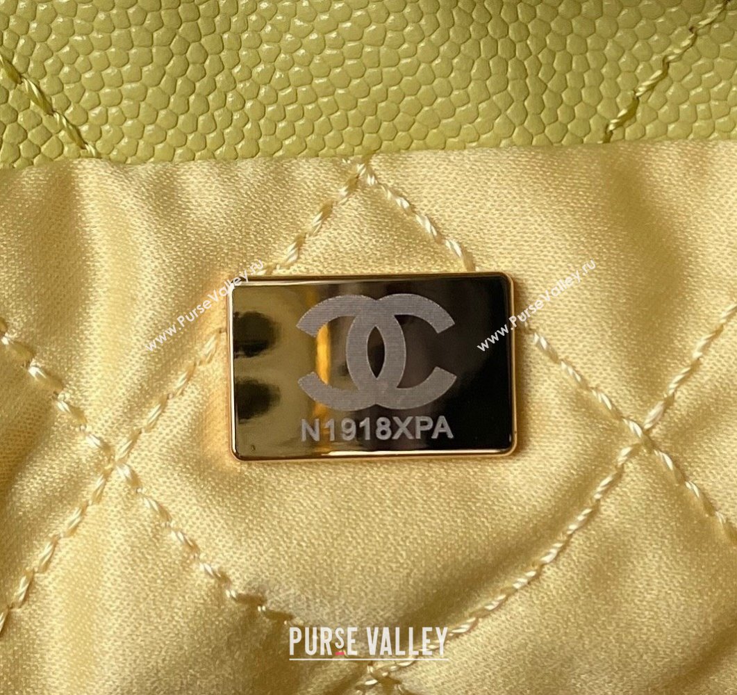 Chanel Shiny Grained Calfskin and Lacquered Metal CHANEL 22 Mini Handbag AS3980 Yellow 2023 (jiyuan-23101010)