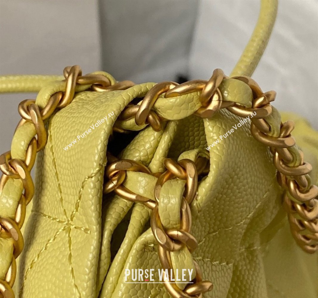 Chanel Shiny Grained Calfskin and Lacquered Metal CHANEL 22 Mini Handbag AS3980 Yellow 2023 (jiyuan-23101010)