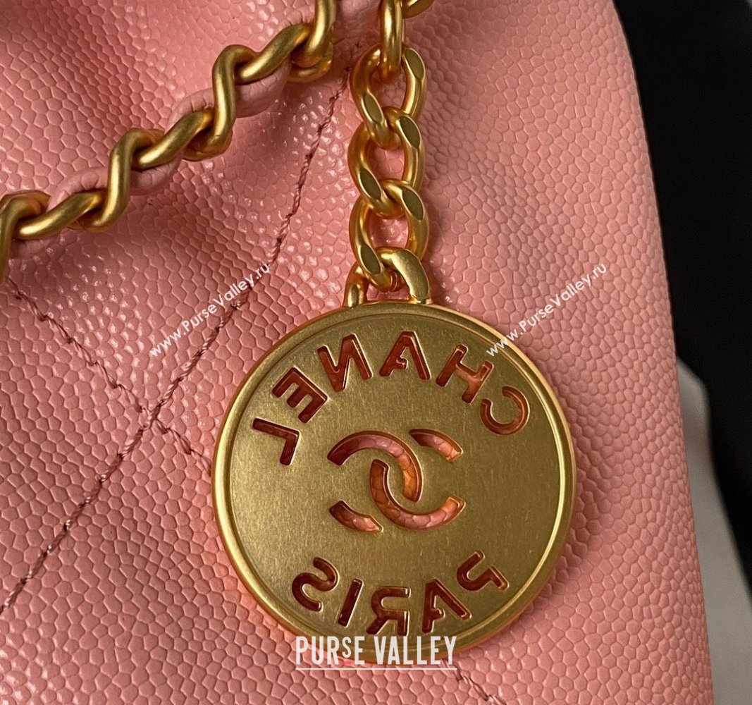 Chanel Shiny Grained Calfskin and Lacquered Metal CHANEL 22 Mini Handbag AS3980 Pink 2023 (jiyuan-23101008)