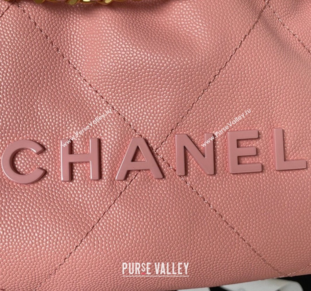 Chanel Shiny Grained Calfskin and Lacquered Metal CHANEL 22 Mini Handbag AS3980 Pink 2023 (jiyuan-23101008)