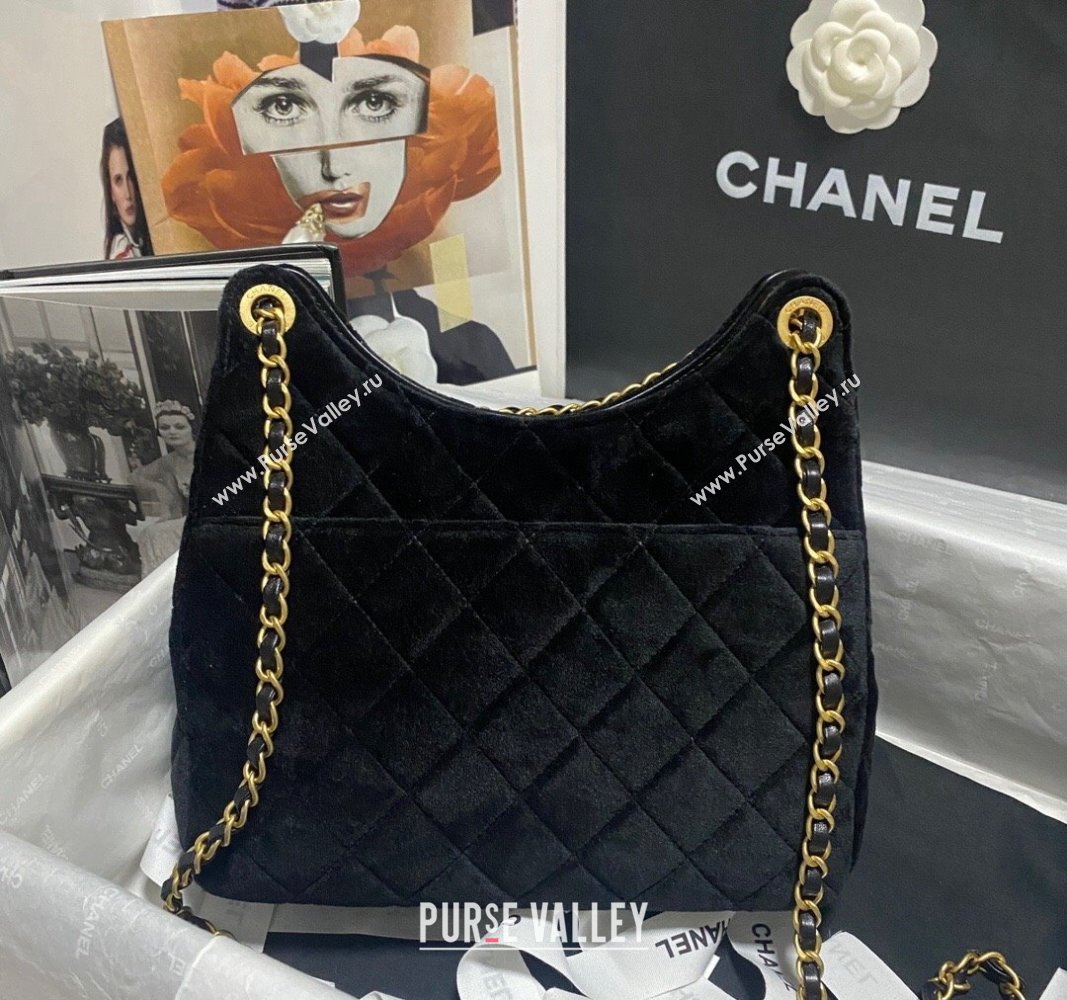 Chanel Velvet Hobo Handbag AS4322 Black 2023 (jiyuan-23100956)