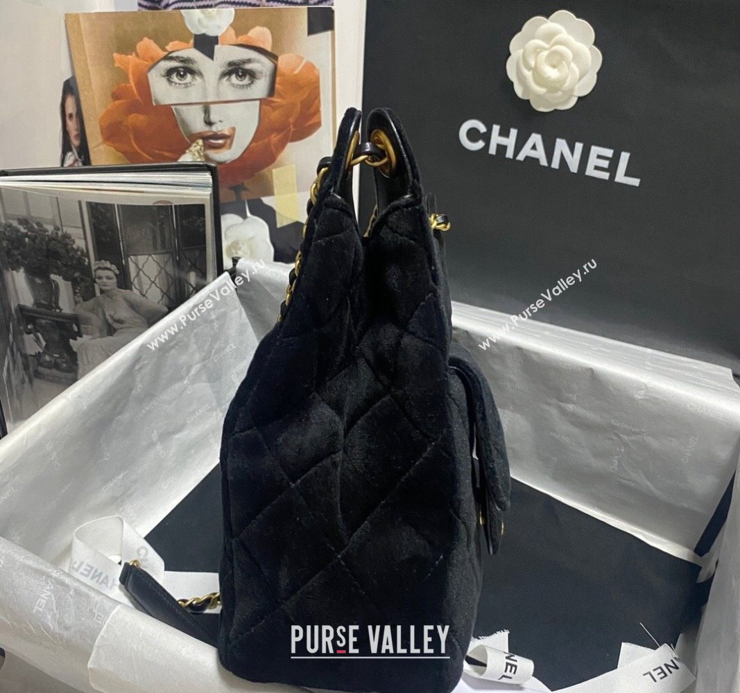 Chanel Velvet Hobo Handbag AS4322 Black 2023 (jiyuan-23100956)