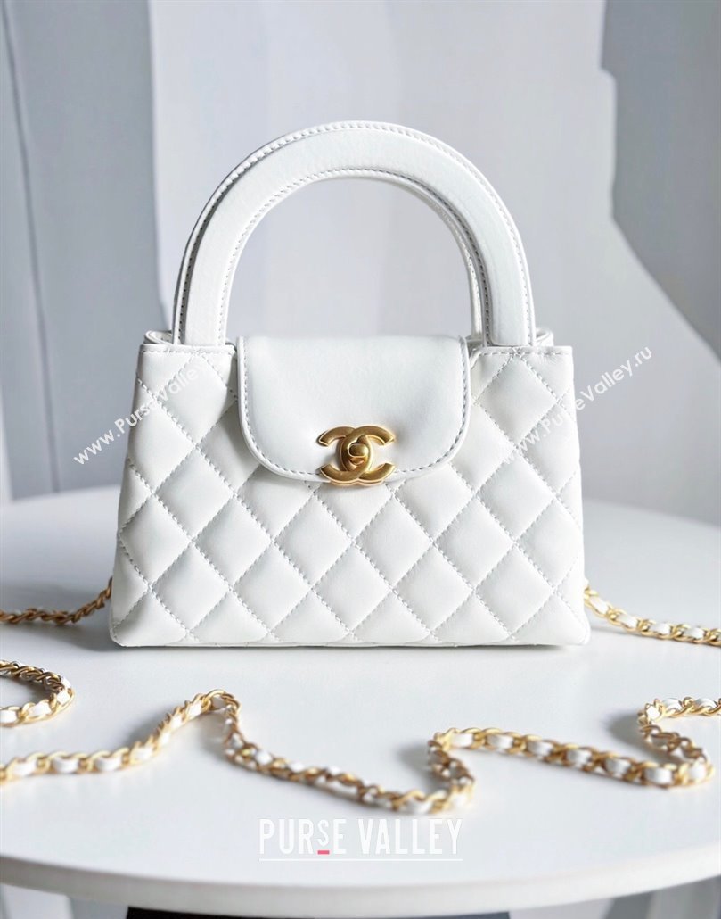 Chanel Shiny Aged Calfskin Mini Shopping Bag AS4416 White 2023 (jiyuan-23100972)