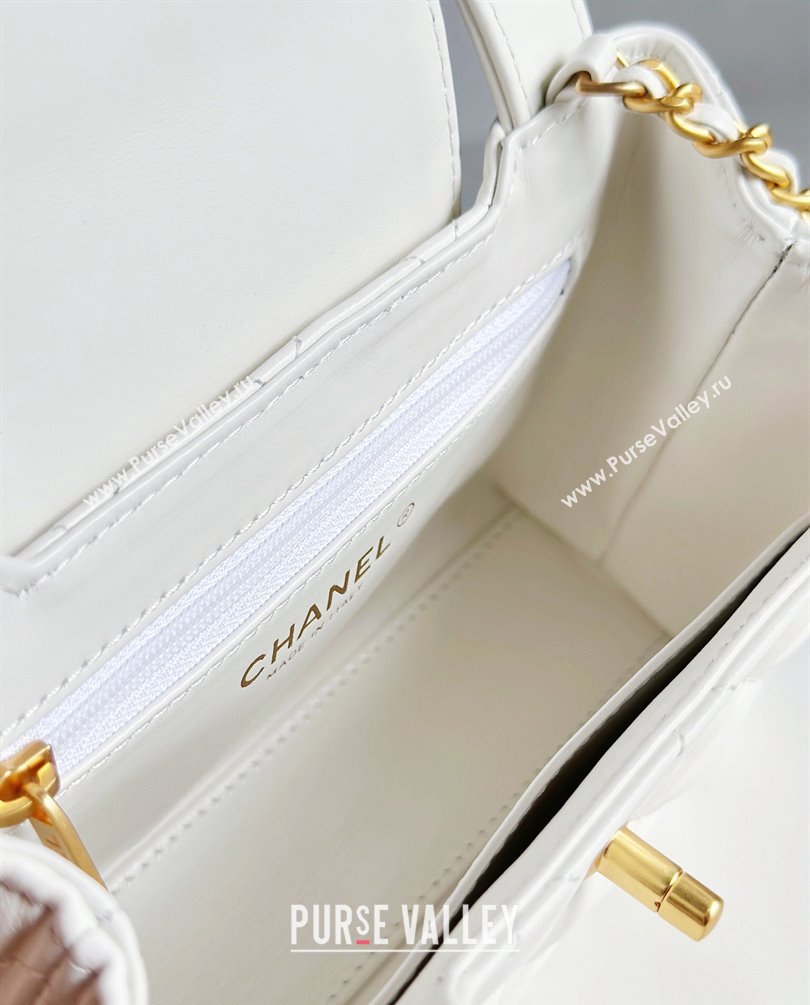 Chanel Shiny Aged Calfskin Mini Shopping Bag AS4416 White 2023 (jiyuan-23100972)