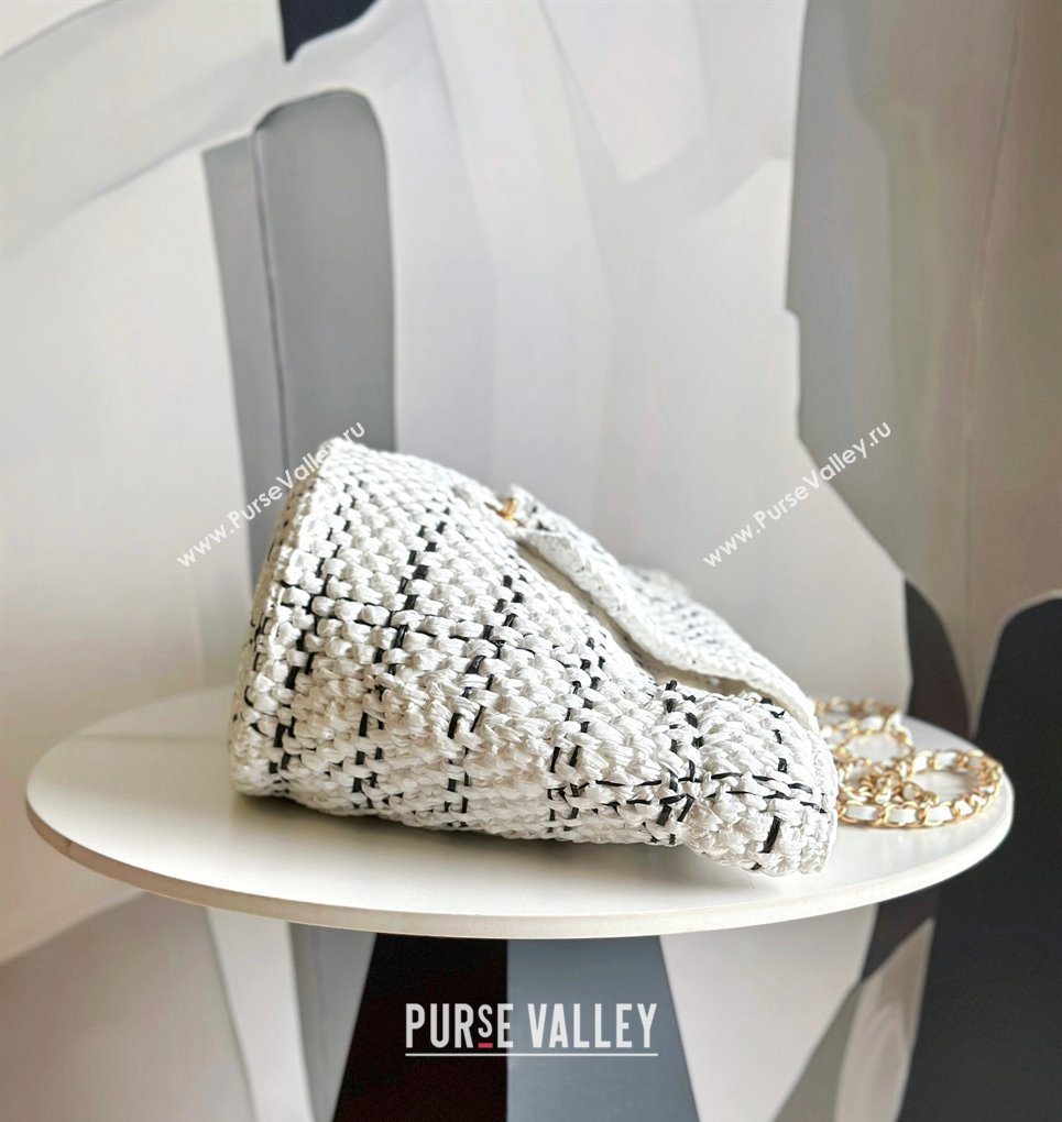 Chanel Shopping Bag in Raffia Effect Braided Tweed AS3786 White 2023 (jiyuan-23101027)