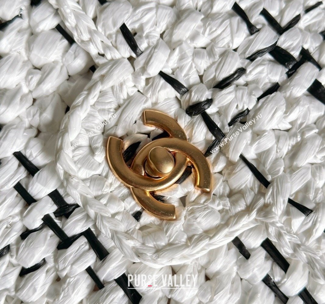 Chanel Shopping Bag in Raffia Effect Braided Tweed AS3786 White 2023 (jiyuan-23101027)