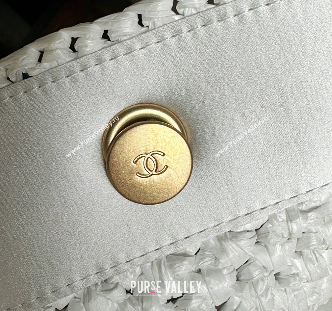 Chanel Shopping Bag in Raffia Effect Braided Tweed AS3786 White 2023 (jiyuan-23101027)