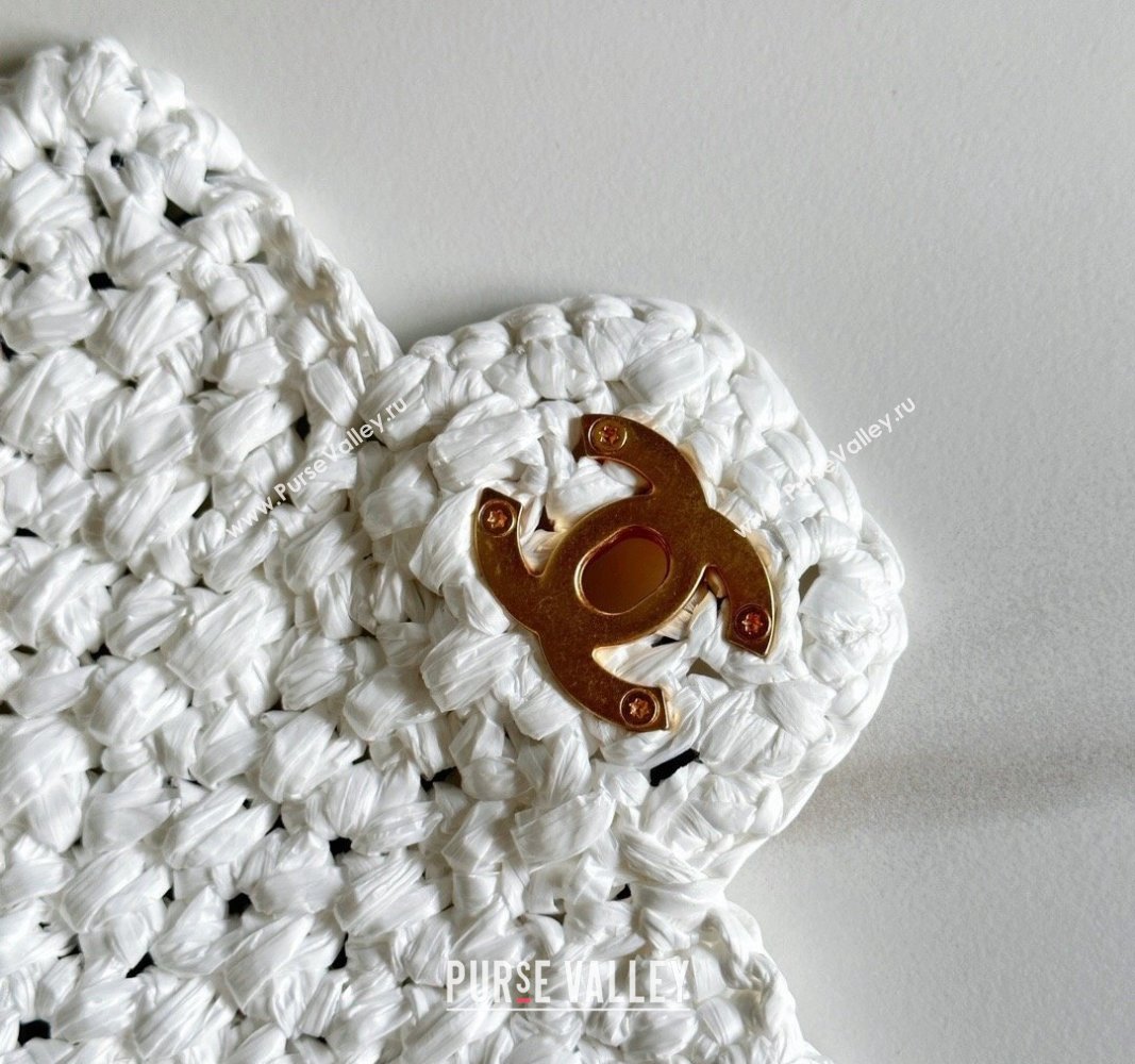 Chanel Shopping Bag in Raffia Effect Braided Tweed AS3786 White 2023 (jiyuan-23101027)