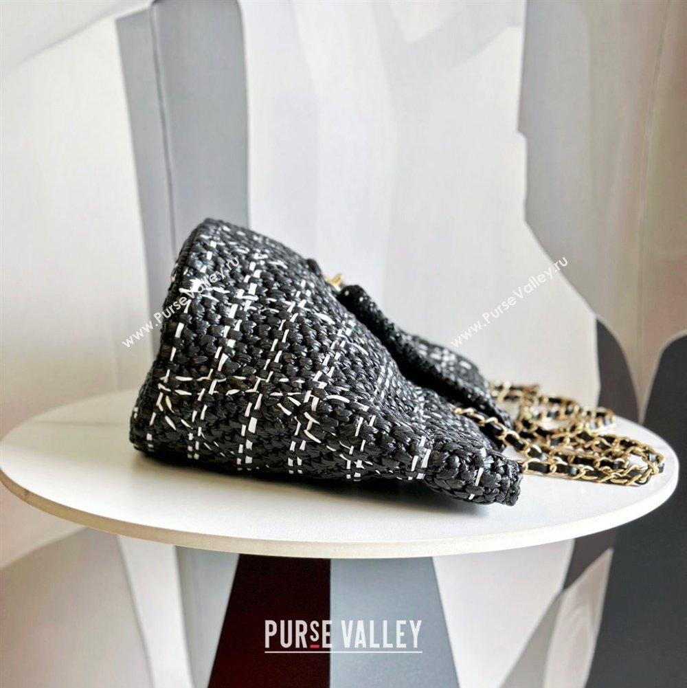 Chanel Shopping Bag in Raffia Effect Braided Tweed AS3786 Black 2023 (jiyuan-23101026)