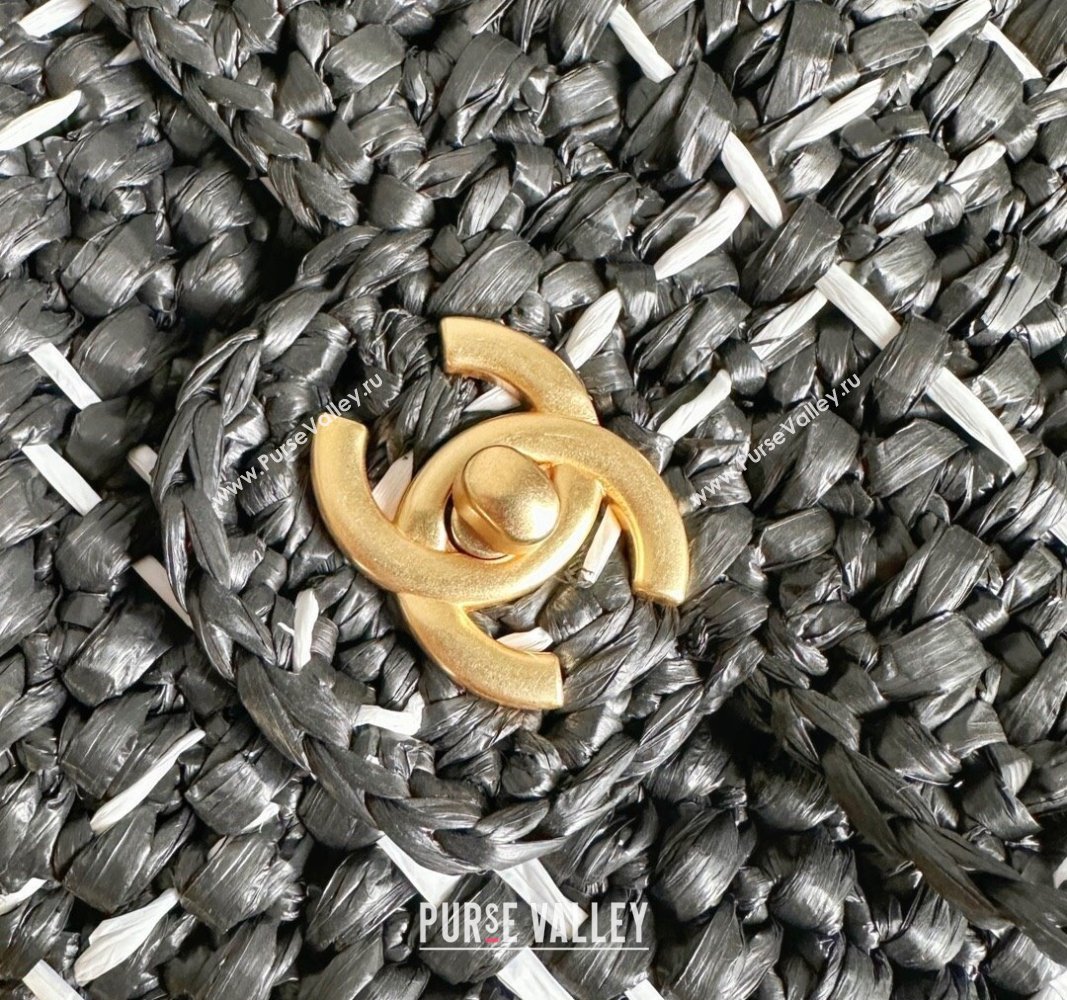 Chanel Shopping Bag in Raffia Effect Braided Tweed AS3786 Black 2023 (jiyuan-23101026)