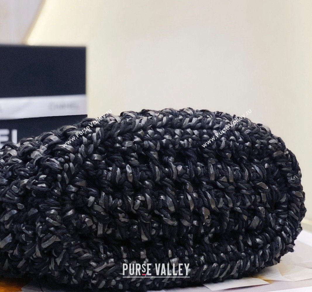 Chanel Small Shopping Bag in Crochet, Mixed Fibers, Calfskin AS3689 Black 2023 (jiyuan-23101025)