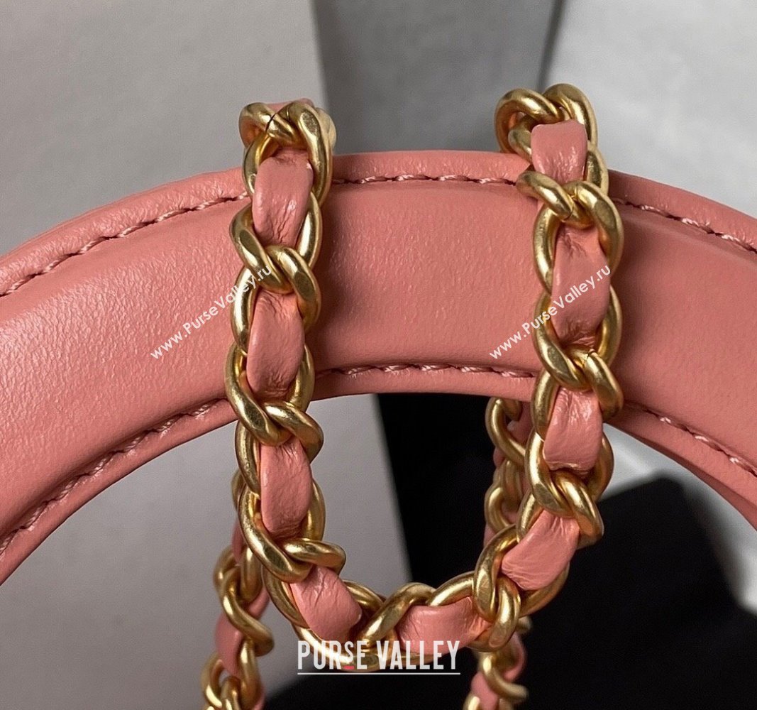 Chanel Shiny Aged Calfskin Mini Shopping Bag AS4416 Coral Pink 2023 (jiyuan-23100974)