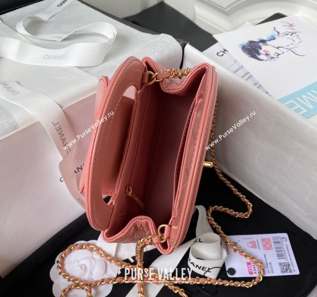 Chanel Shiny Aged Calfskin Mini Shopping Bag AS4416 Coral Pink 2023 (jiyuan-23100974)