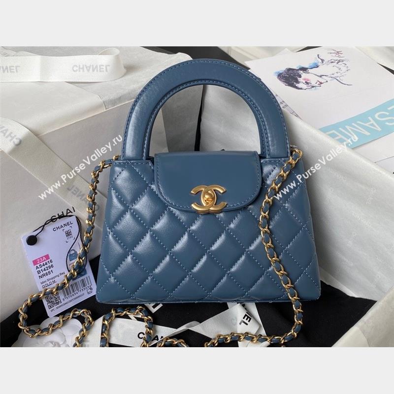 Chanel Shiny Aged Calfskin Mini Shopping Bag AS4416 Blue 2023 (jiyuan-23100975)