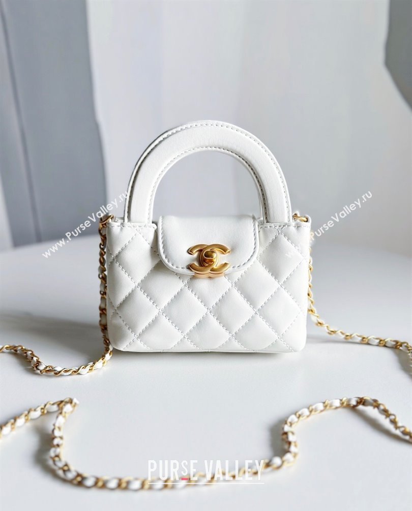 Chanel Shiny Aged Calfskin Clutch with Chain Bag AP3435 White 2023 (jiyuan-23100979)