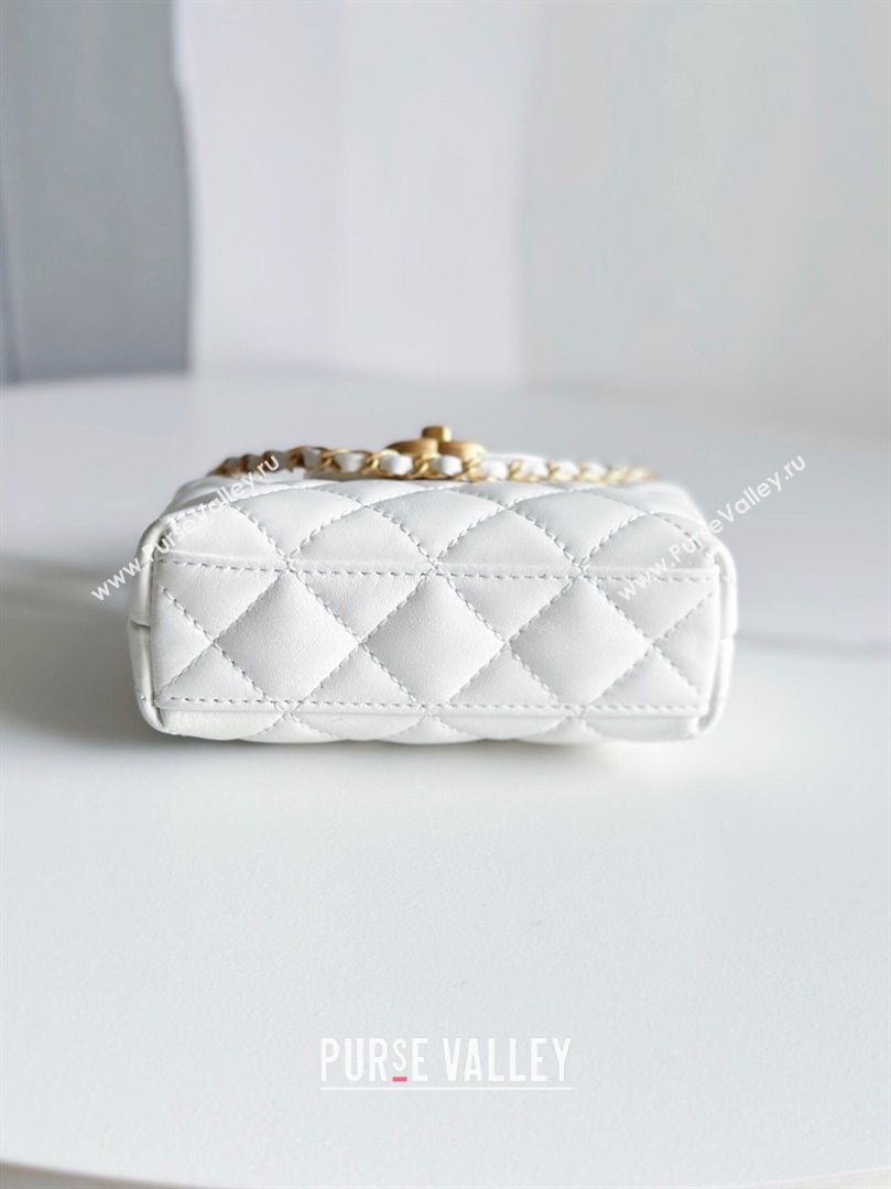 Chanel Shiny Aged Calfskin Clutch with Chain Bag AP3435 White 2023 (jiyuan-23100979)