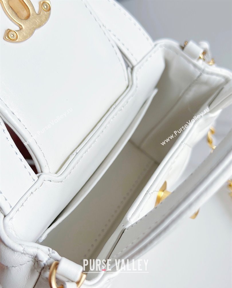 Chanel Shiny Aged Calfskin Clutch with Chain Bag AP3435 White 2023 (jiyuan-23100979)