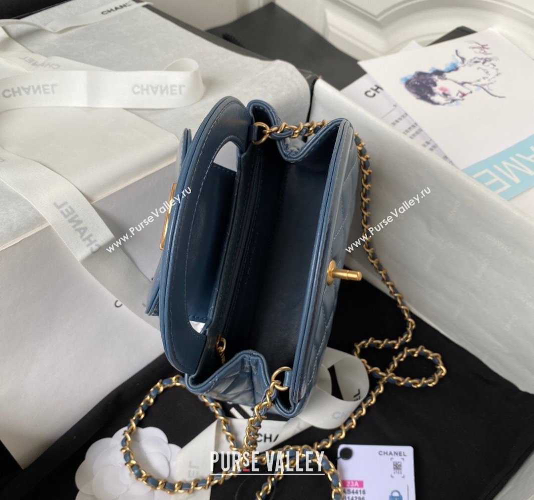 Chanel Shiny Aged Calfskin Mini Shopping Bag AS4416 Blue 2023 (jiyuan-23100975)