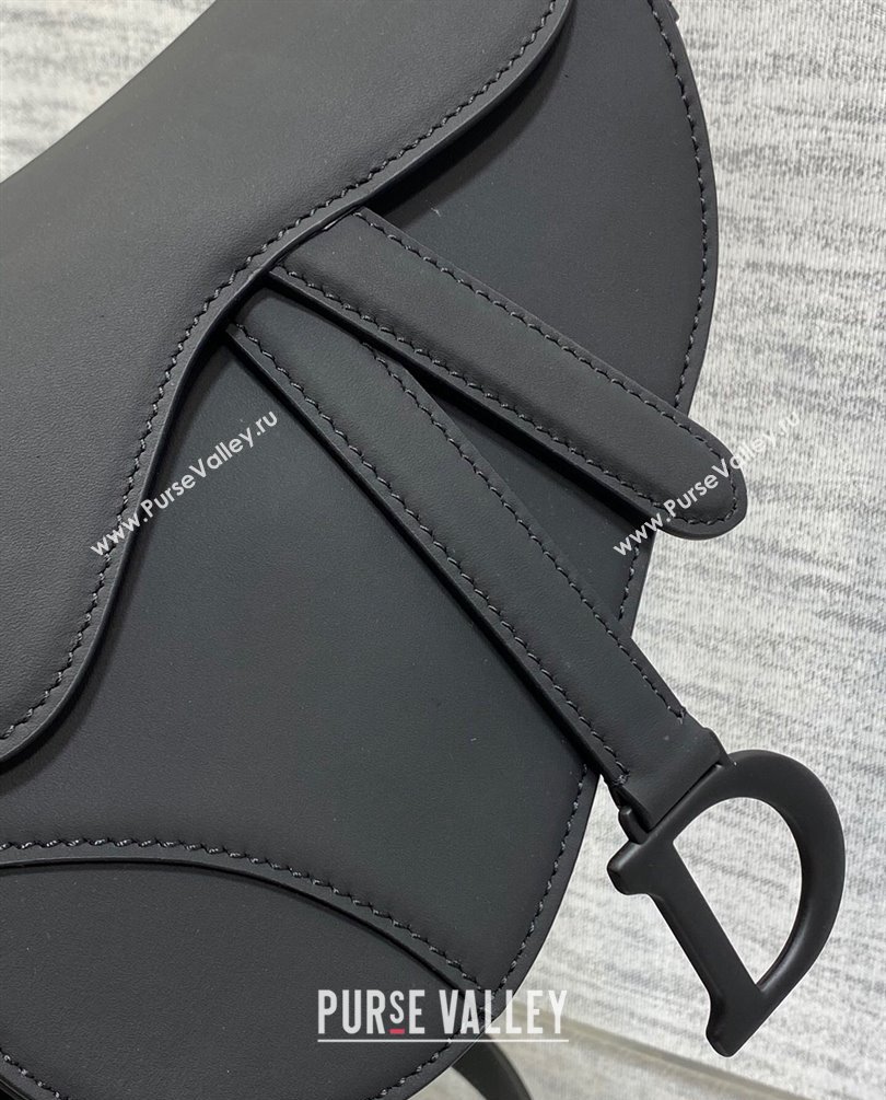 Dior Mini Saddle Bag with Strap in Black Ultramatte Calfskin 2023 (bonika-23100722)