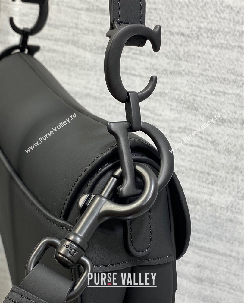 Dior Mini Saddle Bag with Strap in Black Ultramatte Calfskin 2023 (bonika-23100722)