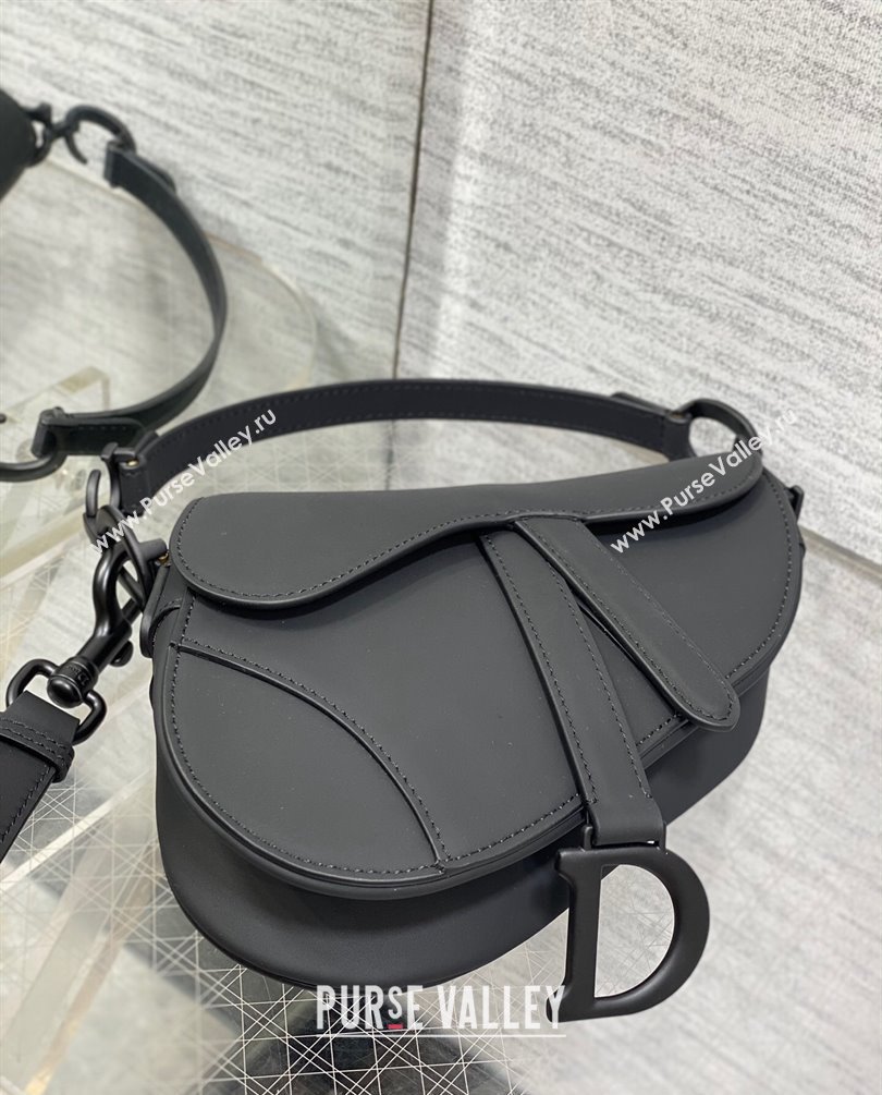 Dior Mini Saddle Bag with Strap in Black Ultramatte Calfskin 2023 (bonika-23100722)