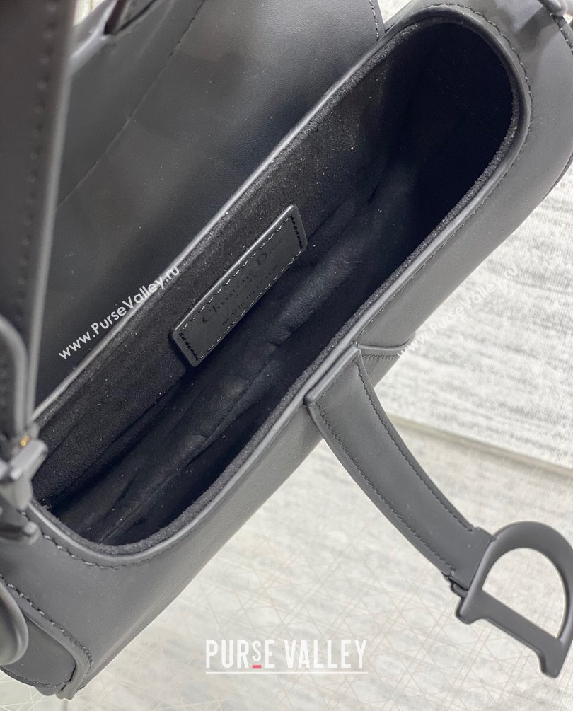 Dior Mini Saddle Bag with Strap in Black Ultramatte Calfskin 2023 (bonika-23100722)