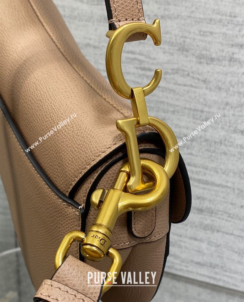 Dior Mini Saddle Bag with Strap in Grained Calfskin Nude Pink 2023 (bonika-23100731)