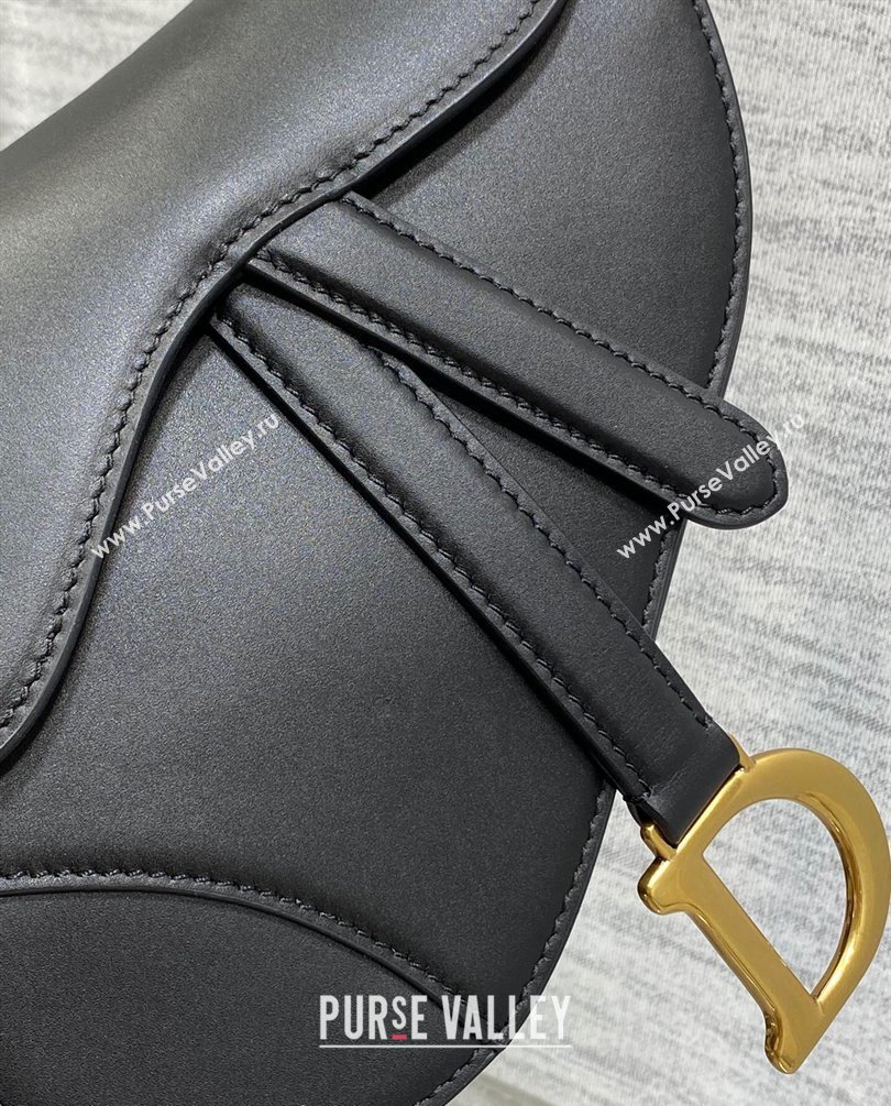 Dior Mini Saddle Bag with Strap in Black Smooth Calfskin 2023 (bonika-23100723)