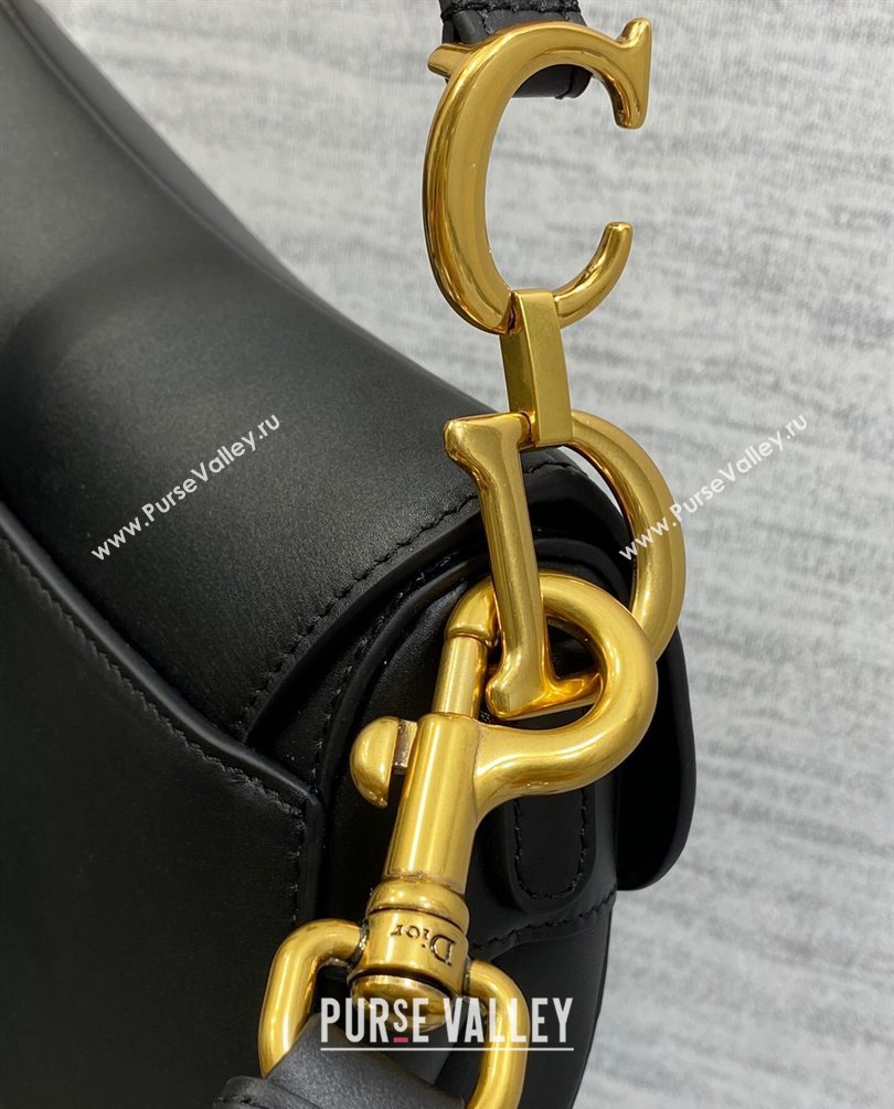 Dior Mini Saddle Bag with Strap in Black Smooth Calfskin 2023 (bonika-23100723)