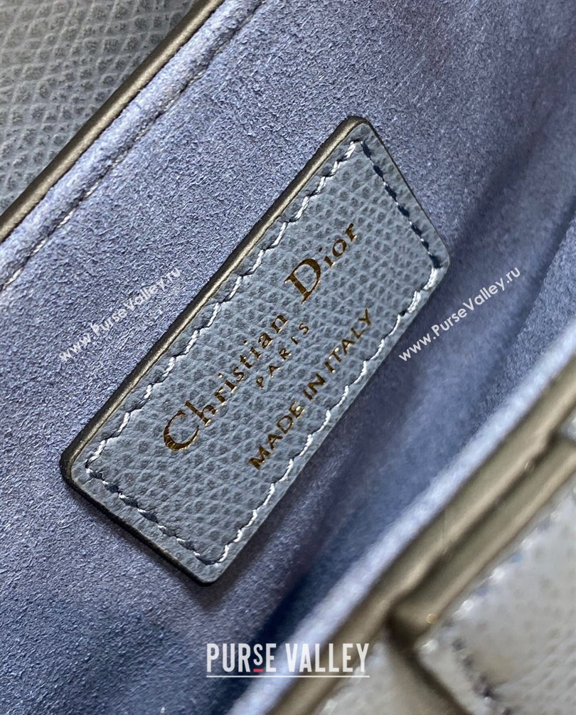 Dior Mini Saddle Bag with Strap in Grained Calfskin Denim Blue 2023 (bonika-23100734)