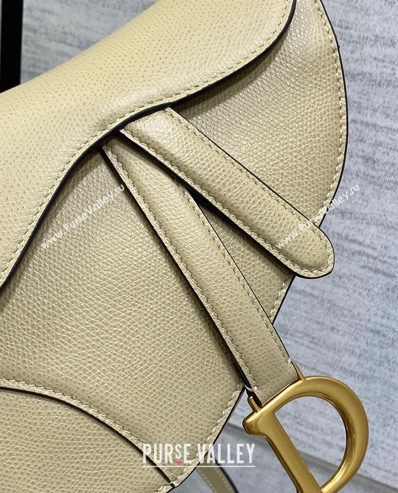 Dior Mini Saddle Bag with Strap in Grained Calfskin Beige 2023 (bonika-23100732)