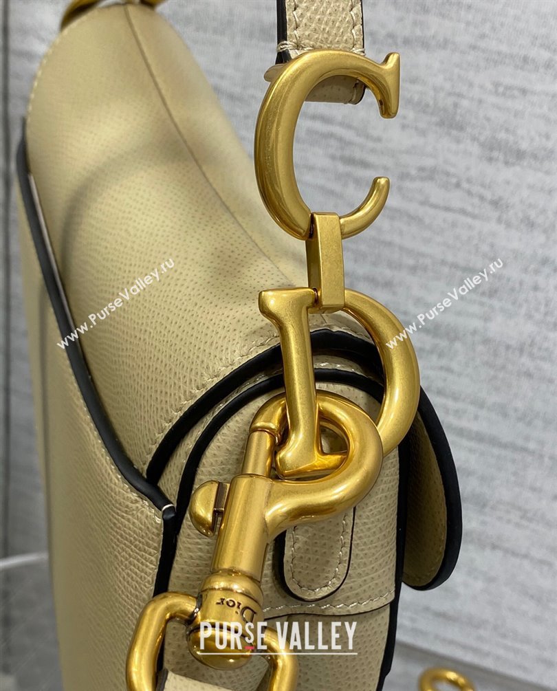 Dior Mini Saddle Bag with Strap in Grained Calfskin Beige 2023 (bonika-23100732)