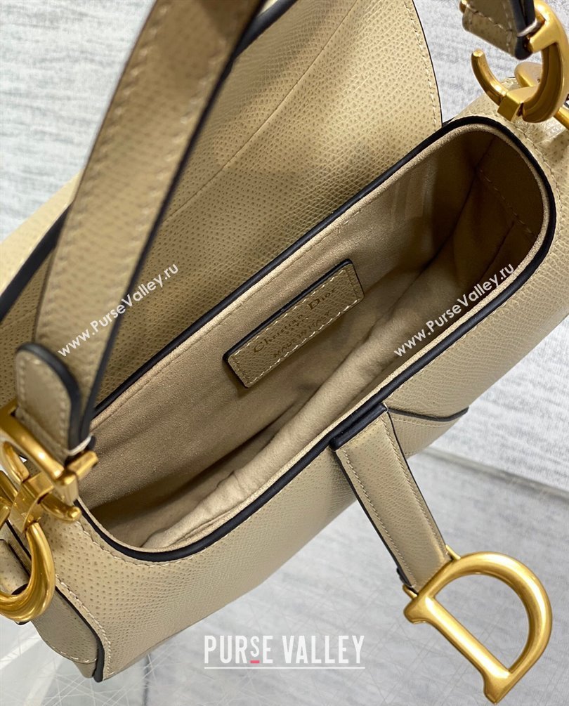 Dior Mini Saddle Bag with Strap in Grained Calfskin Beige 2023 (bonika-23100732)