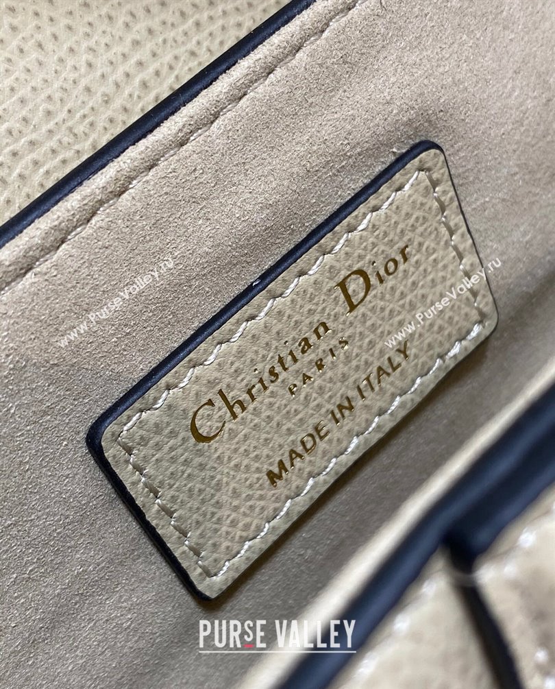 Dior Mini Saddle Bag with Strap in Grained Calfskin Beige 2023 (bonika-23100732)