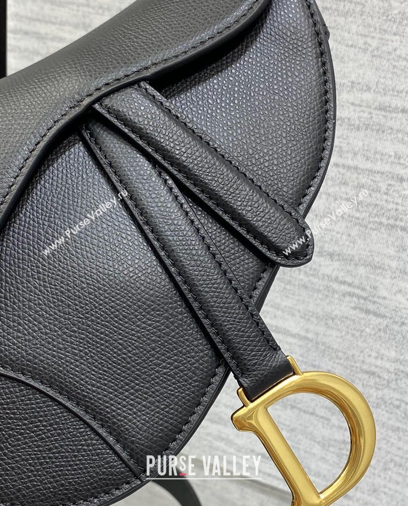 Dior Mini Saddle Bag with Strap in Grained Calfskin Black 2023 (bonika-23100724)