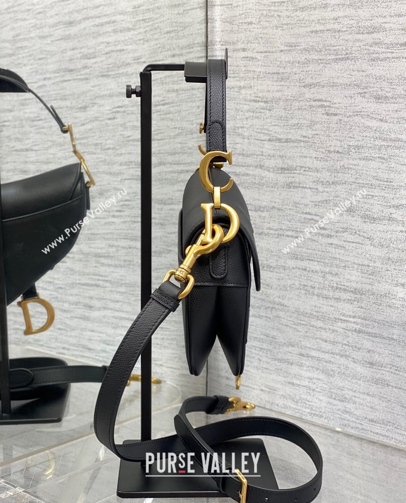 Dior Mini Saddle Bag with Strap in Grained Calfskin Black 2023 (bonika-23100724)