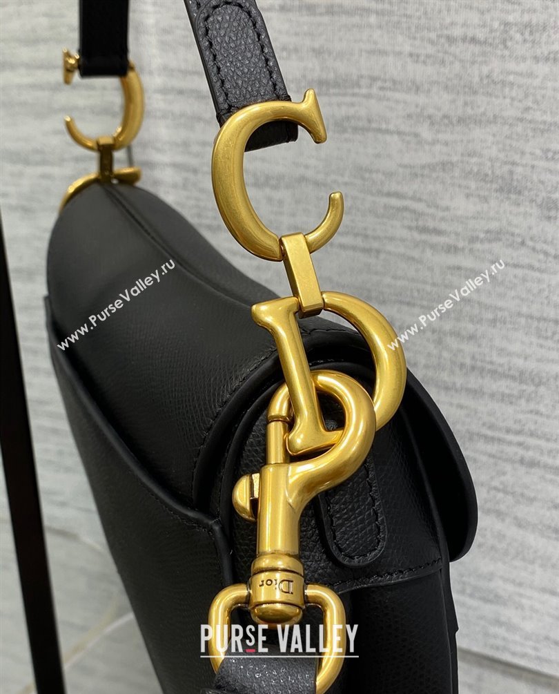 Dior Mini Saddle Bag with Strap in Grained Calfskin Black 2023 (bonika-23100724)