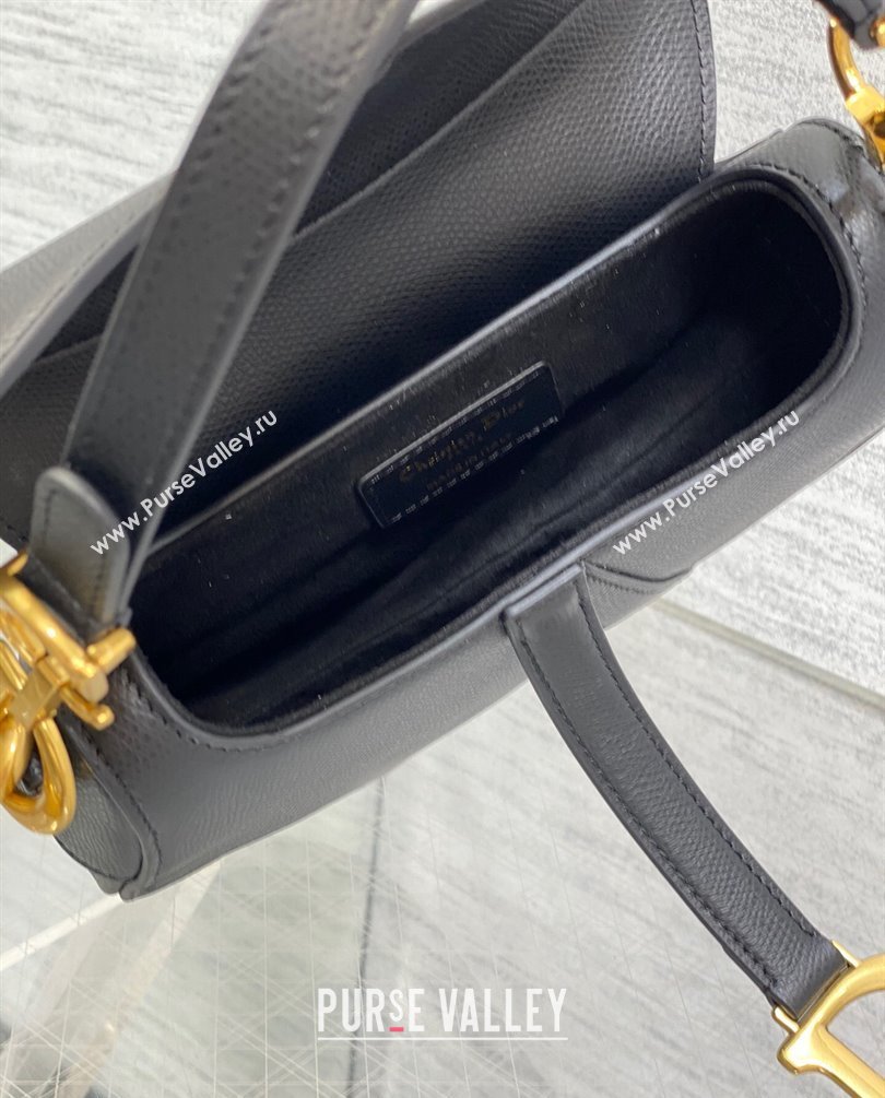 Dior Mini Saddle Bag with Strap in Grained Calfskin Black 2023 (bonika-23100724)