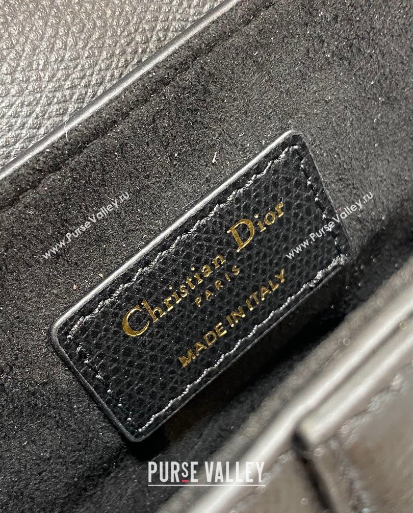 Dior Mini Saddle Bag with Strap in Grained Calfskin Black 2023 (bonika-23100724)