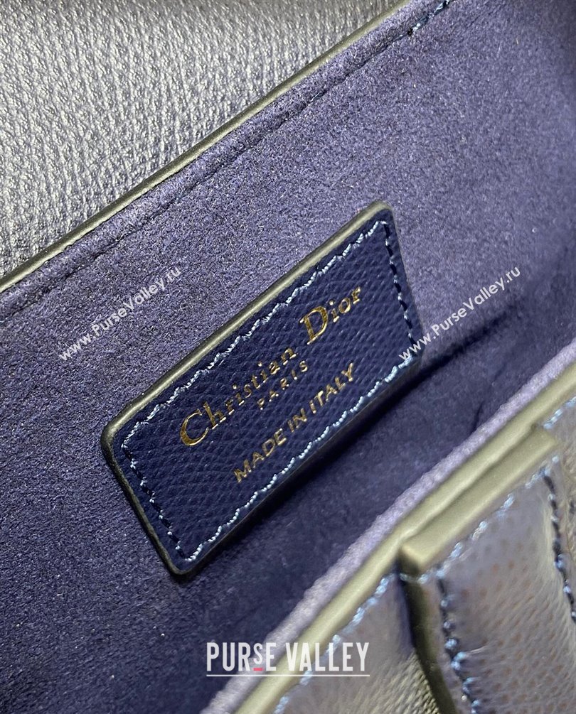 Dior Mini Saddle Bag with Strap in Grained Calfskin Navy Blue 2023 (bonika-23100726)