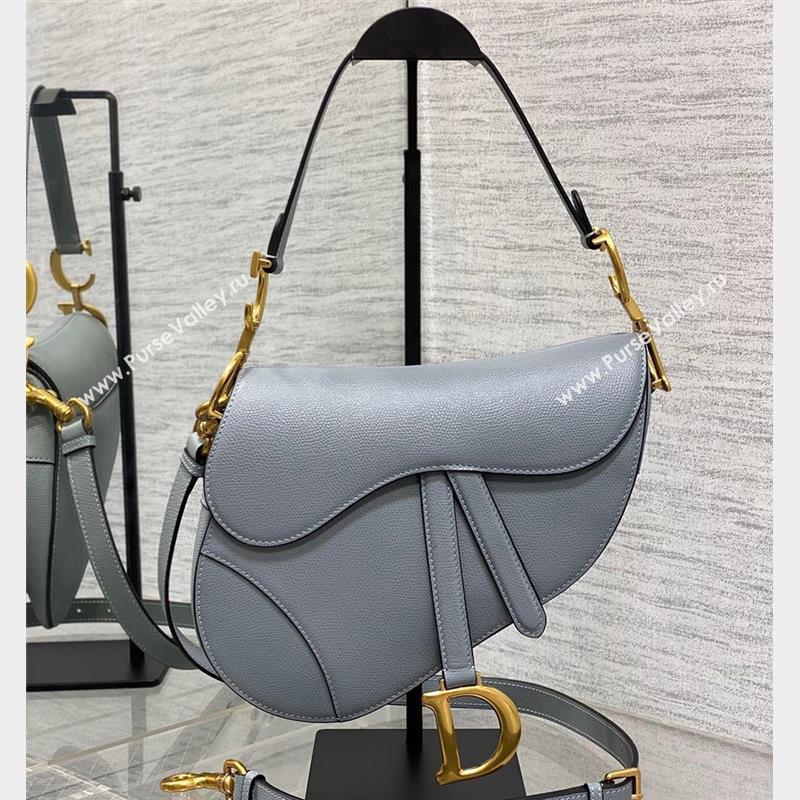 Dior Saddle Bag with Strap in Grained Calfskin Gray 2023 (bonika-23100708)