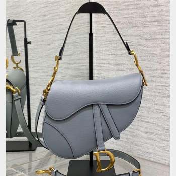 Dior Saddle Bag with Strap in Grained Calfskin Gray 2023 (bonika-23100708)