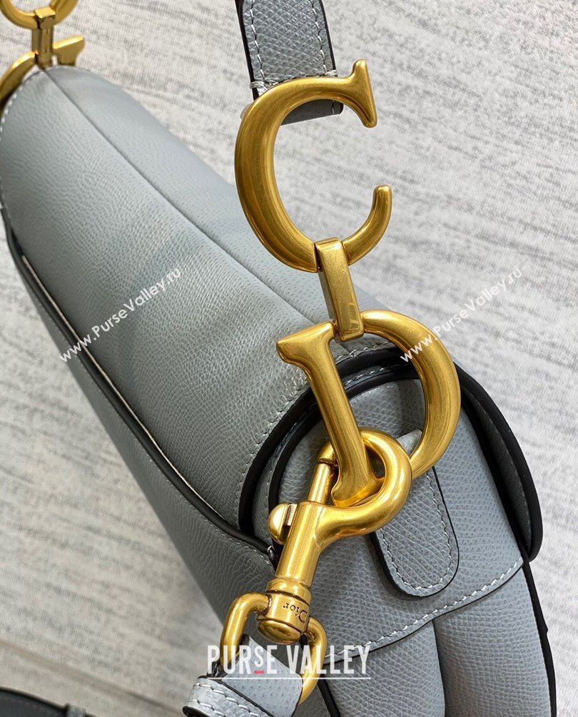 Dior Saddle Bag with Strap in Grained Calfskin Gray 2023 (bonika-23100708)
