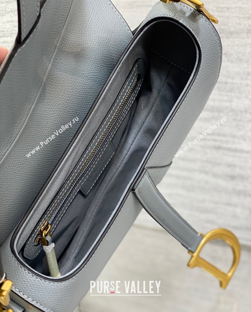 Dior Saddle Bag with Strap in Grained Calfskin Gray 2023 (bonika-23100708)