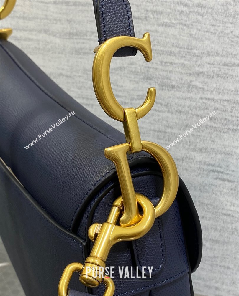 Dior Saddle Bag with Strap in Grained Calfskin Navy Blue 2023 (bonika-23100706)